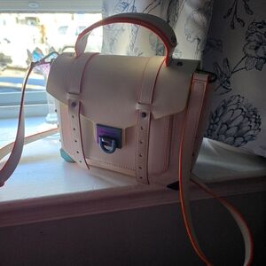 Michael Kors White Satchel with Neon Trim